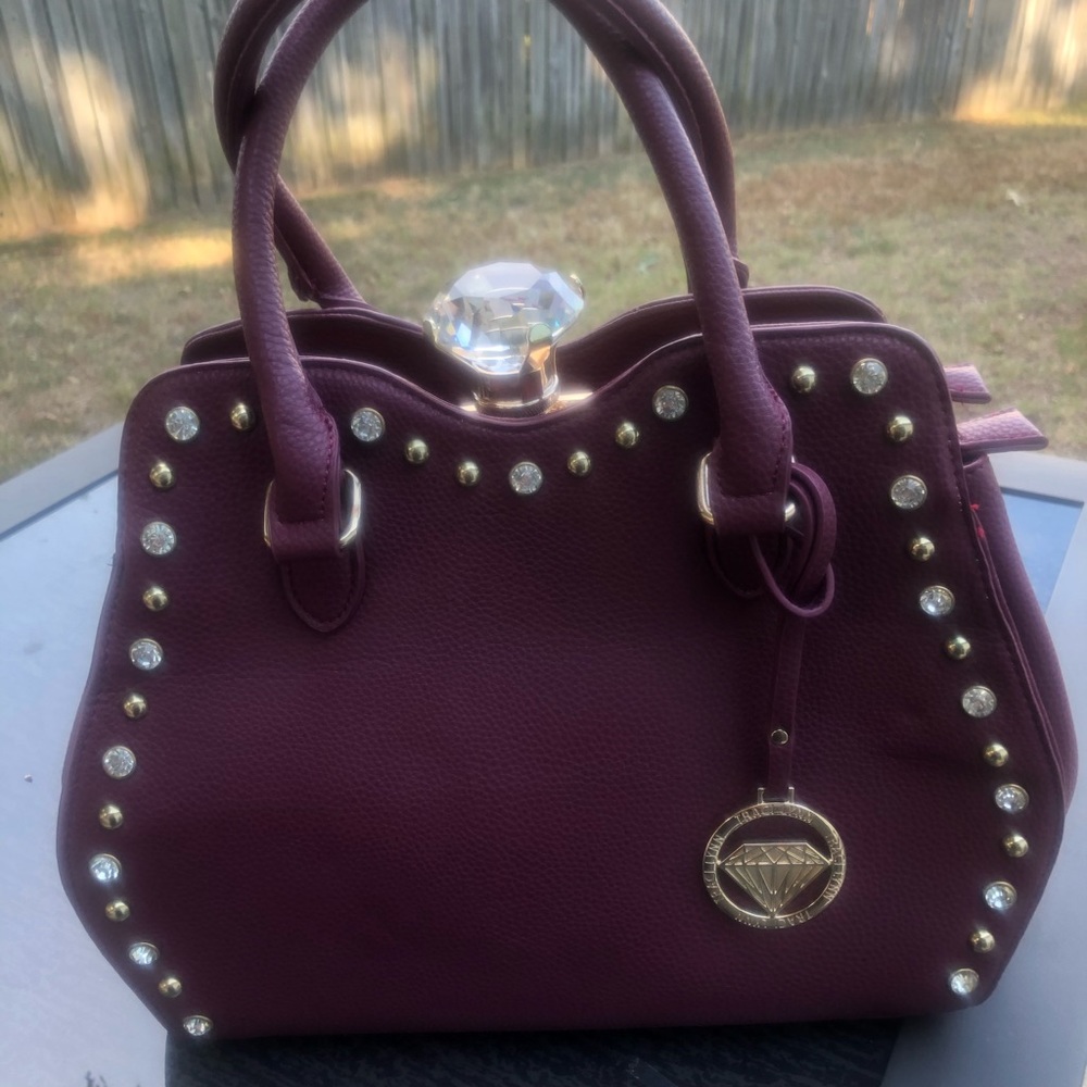 Traci Lynn Diamond Chic Hand Bag - Burgundy